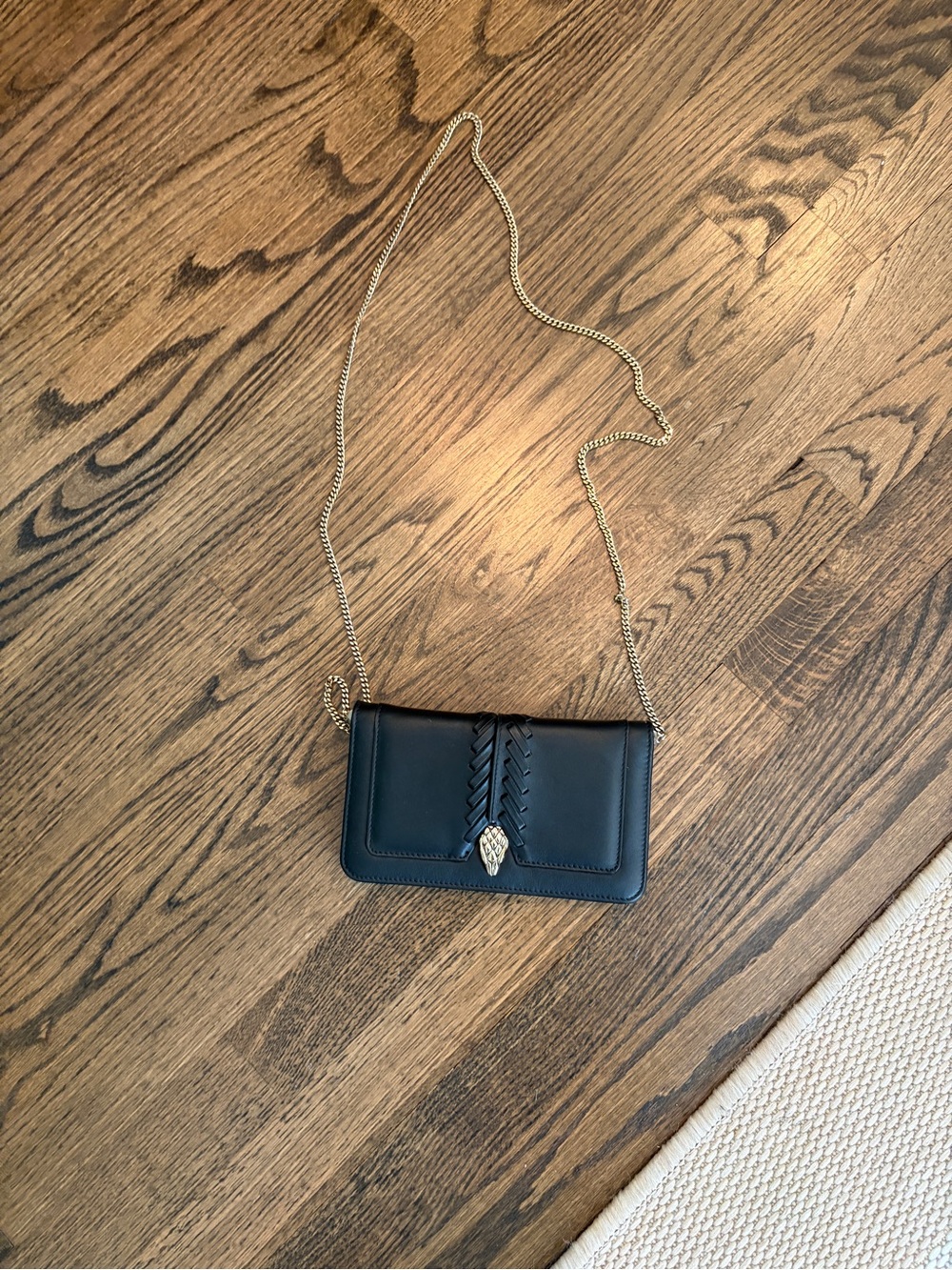 Roberto Cavalli Black Leather Crossbody with Gold Chain wallet